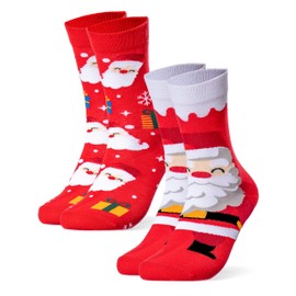Occulto Women's & Men's Christmas Socks Pack of 2 (Model: Santa), red