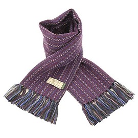 Mucros Weavers Mens Wool Scarf, Handwoven in Ireland, Traditional Fishermans Scarf (Purple with Yellow Green Light Blue), 63” x 12” + 4” fringes