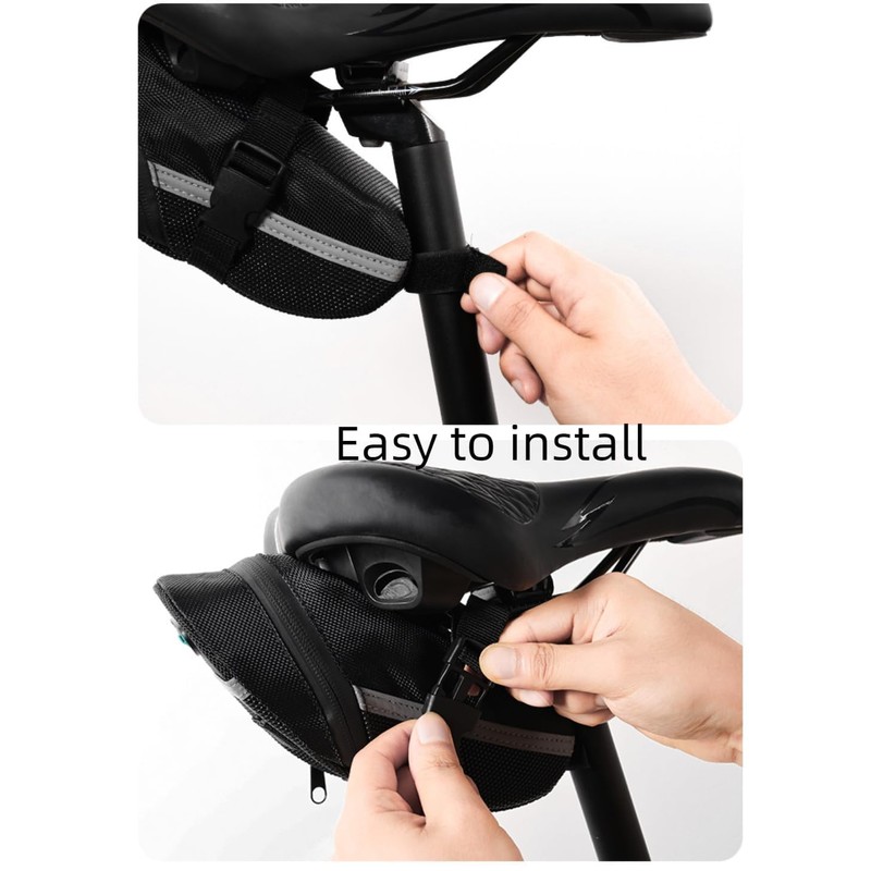 LZGOPE Waterproof Saddle Bag-Reflective Accessories Storage Cycling Seat Bag-Black