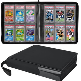 Graded Card Binder, 6 Pocket Slab Binder, Holds 60 Graded Slabs, Ringless PSA Cards Binders with Hand Strap and Side Label Pocket, PSA Slab Case, Premium Graded Card Holder for PSA, CGC Slabs