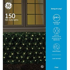 GE 150 Light Net-Style Holiday Light - Clear Lights, Green Wire - String-a-Long - Traditional lighting