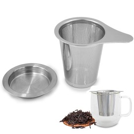 304 Stainless Steel Tea Strainer with Lid and Double Handles | Reusable Tea Filter for Loose Leaf Tea | Tea Infuser for Teapots, Cups, Mugs
