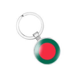 vmcoatdu Bangladesh National Flag Key Chain Keyring Gift Men Women Keychain Stainless Steel and Inlaid Glass Materials