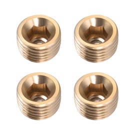 QUARKZMAN 1/4 Inch G Male Thread Brass Pipe Fittings x 4 Pieces Hex Counter Plug Adapter Connector Coupling for Industry, Gold