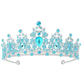 Queenship Tiara Crown for Women, Queen Tiara for Birthday Prom Bridal Party Custome Blue