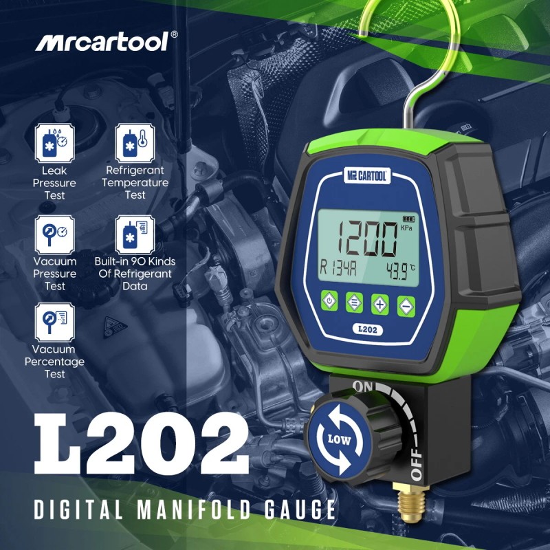 MRCARTOOL HVAC Digital Refrigeration Manifold Gauge Vacuum Pressure Leakage Meter