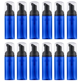 IRON BILL 2 Oz Empty Foam Pump Bottle (12PCS) Travel Foaming Soap Dispenser for Hand Soap, Lash Shampoo Cleanser (Blue)