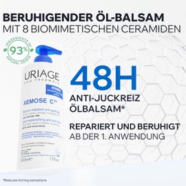 Uriage Xemose C8+ Anti-Itching Balm 500 ml - Nourishes, Repairs, Soothes - Very Dry, Atopic Skin - 8 Biomimetic Ceramides & 10% Shea Butter - Face & Body - Fragrance-Free