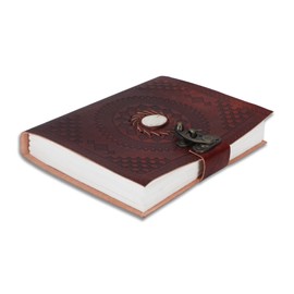 CestAntiQ Handmade Embossed Leather Journal with Brass Clasp – Vintage Refillable Diary and Sketchbook for Men & Women (Wine)