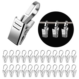 YIXISI 50 PCS Silver Stainless Steel Heavy-duty Shower Curtain Clip, Rustproof Stainless Steel Hanging Clamp, Metal Curtain Clips, Photo Clips, for Bedroom, Bathroom, Home Decoration