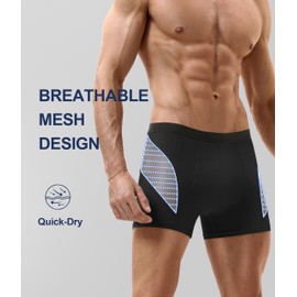 SUNCHIRI Incontinence Underwear For Men, Athletic 80ML Absorbency Washable Reusable Leak-Proof Boxer Brief 2 Pack (Black, Medium)