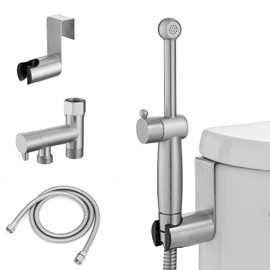 Greenspring Brass Handheld Bidet Sprayer for Toilet Brushed Nickel Handheld Bidet Sprayer Attachment for Toilet with Adjustable Pressure Control Cloth Diaper Sprayer Bathroom Hand Held Jet