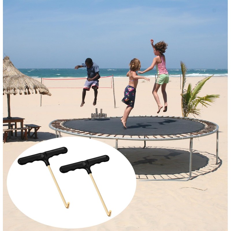YAZANY 2 Pack Trampoline Spring Pull Tool, T-Hook Tent Peg