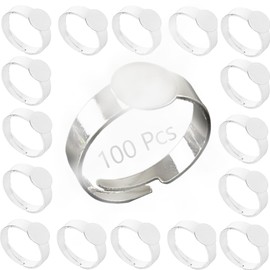 100 Pcs Adjustable 8mm Silver Ring Blanks for Jewellery Making Meets U.K Safety for DIY Crafts Supplies Findings Pads Bases