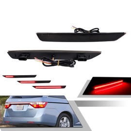 GTINTHEBOX for 2011 2012 2013 2014 2015 2016 2017 Honda Odyssey LED Rear Fog Bumper Reflector Brake Tail Sequential Flash Signal Lights Lamp Smoked Lens 33505TK8A01,33555TK8A01