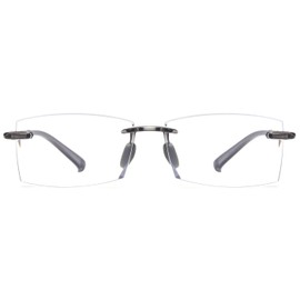 ABETOS Rimless Reading Glasses Blue Light Blocking Eyeglasses Men Women Frameless Lightweight Computer Readers, Transparent Grey 1.0
