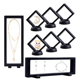 Dalababa Floating Display Holder Floating Display Frame Floating Display Case with Base Floating Jewellery Box for Coins, Stamps, Lockets, Jewellery, Pack of 8