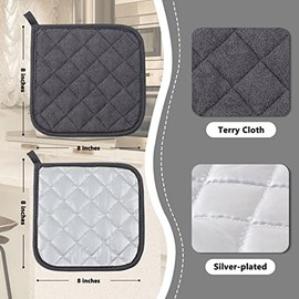Joyhalo Juego de 4 Porta Ollas para Cocina, Almohadillas Térmicas para Cocina, Superficies de Trabajo, Porta Ollas para Horno al por Mayor, Juego de Porta Ollas para Cocinas Resistente al Calor, Gris