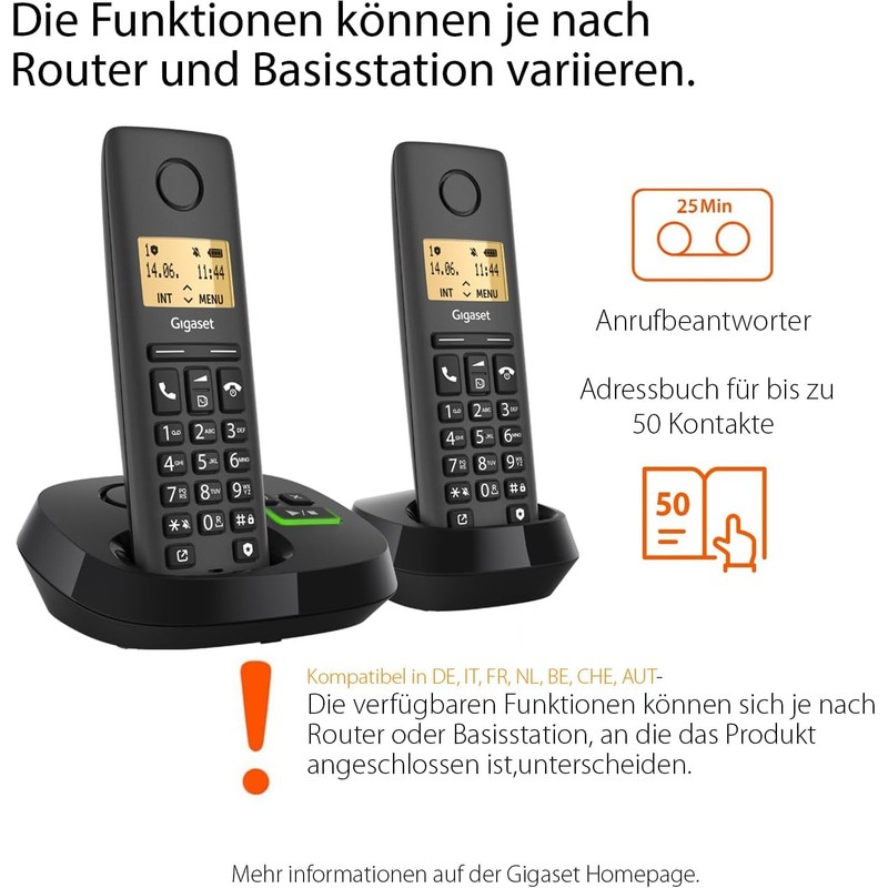 Gigaset PURE 120A Duo - 2 Cordless DECT Telephones with