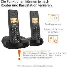 Gigaset PURE 120A Duo - 2 Cordless DECT Telephones with Answering Machine