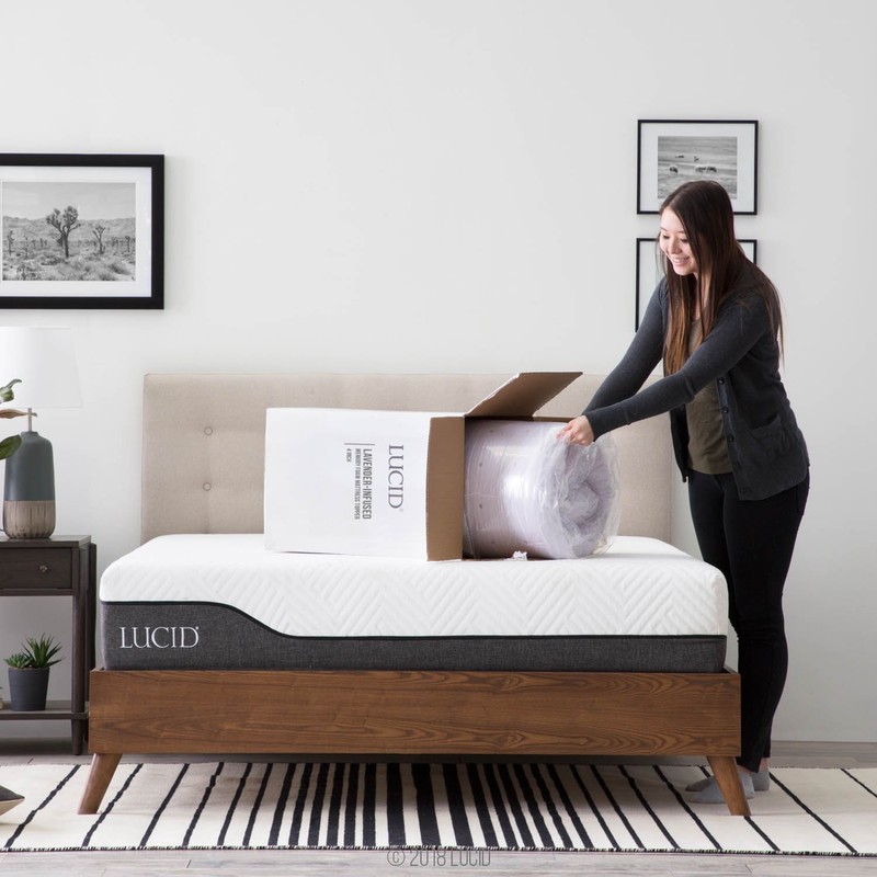 LUCID 4 Inch Lavender Infused Memory Foam Mattress Topper-Ventilated Design-King