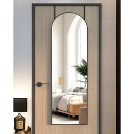 KOMCOTE Arch Mirror, Over The Door Mirror, 48x14 Inch Door Hanging Mirror for Bedroom, Living Room, Closet - Black