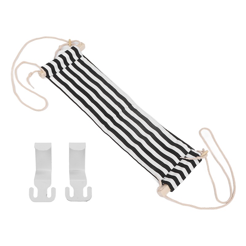 Footrest Black and White Streaks Soft Breathable Adjustable Foot Hammock