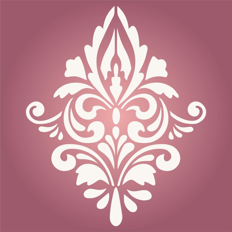 Simple Damask Stencil, 6.5 x 8.25 inch - Vintage Damask