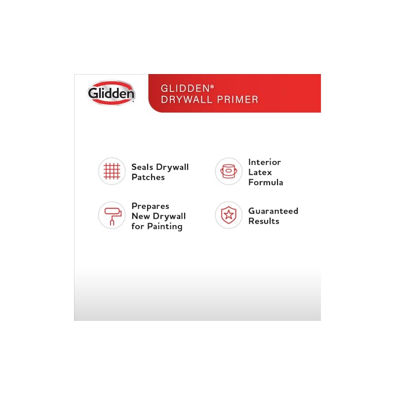 Glidden Interior Drywall Primer Flat, White, 1 Gallon
