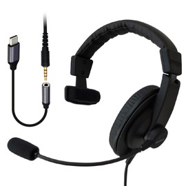 SOUNDWARRIOR Sealed Lightweight Single Ear Overhead Headset with USB-C Adapter, Made in Japan SW-TR1-USB