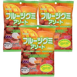 Kasugai Fruit Assort Gummy Candy 3.59oz (3 Pack)