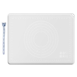 QUUZ Silicone Pastry Mat 28"*20" Extra Thick Non Stick Baking Mat with Measurement Food Grade Silicone Rolling Dough Mat, Fondant, Pie Crust Mat, Kitchen Mat with Hang Holes, Raised Edge