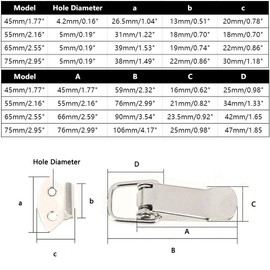 Pack of 4 45 mm Stainless Steel Toggle Clamp with Spring for Case, Tool Box, Drawer, Cabinet, Chest Case (Without Lock)