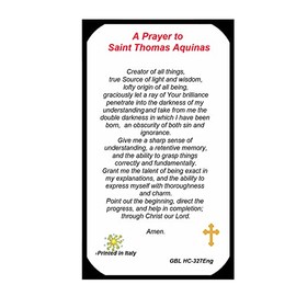 Gifts by Lulee, LLC Saint Thomas Aquinas Patron of Students and Professors Blessed Laminated Italian Holy card Prayer card