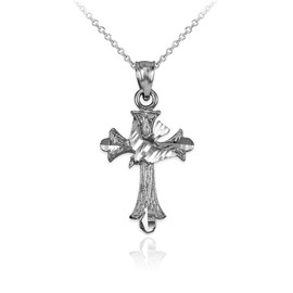 LA BLINGZ Sterling Silver Holy Spirit Dove Cross DC Charm Necklace (18)