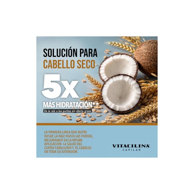 Vitacilina Shampoo Nutritivo de Avena y Coco, Botella de 400ml
