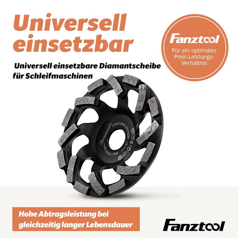 FANZTOOL Premium Diamond Cup Wheel Abrasive 125 mm x 22.2