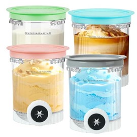 Kaluly for Ninja Swirl by CREAMi Pints and Lids - 4 Pack, Replacement Containers Pints Compatible with NC700 NC701 Series Ninja Swirl Ice Cream & Soft Serve Makers, BPA-Free & Dishwasher Safe
