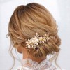 Asooll Flower Hair Clip Gold Leaf Wedding Hair Accessories Pearl