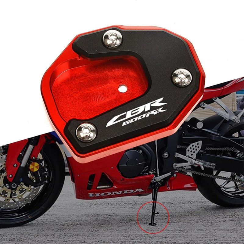 CBR600RR 2007-2022 Motorcycle Side Stand Kickstand Plate Pad End Red