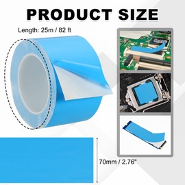 PATIKIL Thermal Adhesive Tape, 25m x 70mm x 0.2mm Double Side Adhesive Thermal Conductive Tape for Heatsink LED GPU Modules Computer CPU IC Chip, Blue