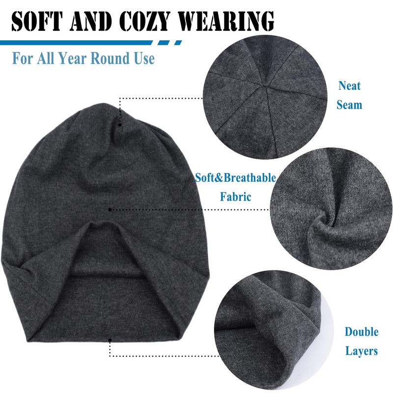 ELLEWIN Cotton Slouchy Beanie Hip-Hop Soft Lightweight Running Beanie Adult