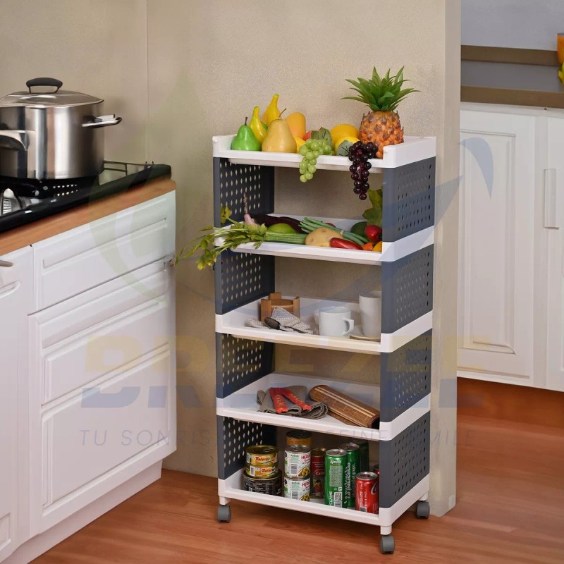 Estante Organizador Multiusos 4 Repisas Carrito Ruedas 360º