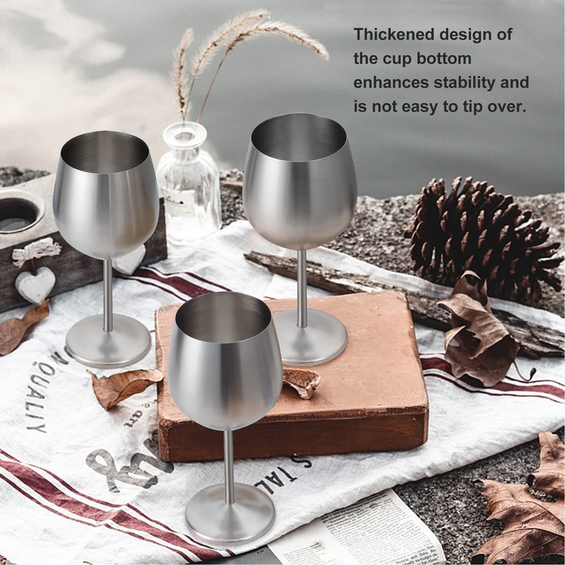 Stainless Steel Stem Wine Glasses Durable 304 Stainless Steel Wine