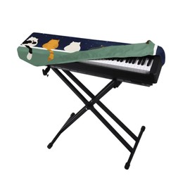 Pzuqiu Cartoon Cat Piano Keyboard Dust Cover Music Keyboard Dirt Proof Cover Stretchy Electronic Keyboard Piano Cover with Elastic Band Piano Accessories, 61-76 Keys