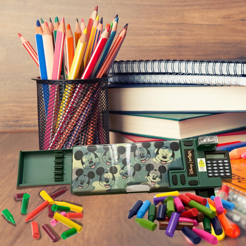 Green Camouflage Pop-Out Pencil Case – Multi-Compartment Kids’ Stationery Organiser