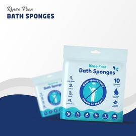 10pk Rinse Free Bath Sponges, 20x20cm Bath Wipes for Travel, Gym, Camping, Elderly, Babies, Single Use Shampoo Shower, Soothing Aloe Vera, Only Water Needed