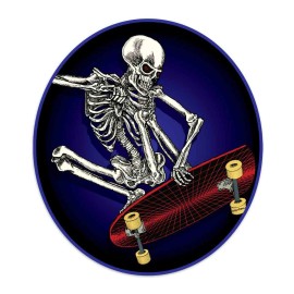 Retroplanet Vinyl Sticker, Skateboarding Skeleton Die Cut Vinyl Sticker