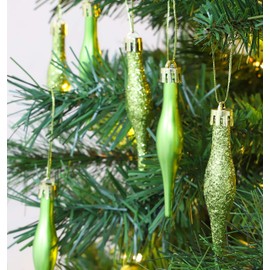 Christmas Concepts® Pack Of 15-8.5cm, 85mm (3.4") Droplet Baubles - Matte & Glitter Design - Christmas Baubles (Lime Green)