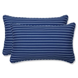 Pillow Perfect Outdoor/Indoor Resort Stripe Lumbar Pillows, 11.5" x 18.5", Blue, 2 Pack
